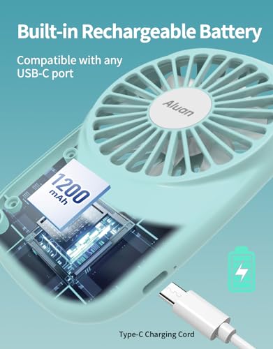 Aluan Portable Mini Fan - Rechargeable Handheld USB Fan with Adjustable Speed