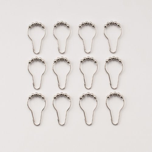 LIHAO Brushed Nickel 12-Piece Rustproof Stainless Steel Shower Curtain Rings Hooks