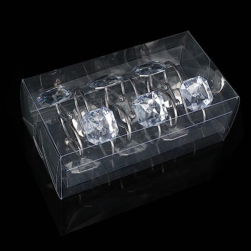 EleCharm 12PCS Clear Decorative Crystal Shower Curtain Hooks Stainless Steel Rust-Resistant