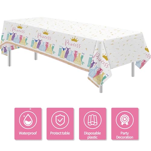 Princess Birthday Party Disposable Tablecloths, 3 Pack, 55 x 86 Inches