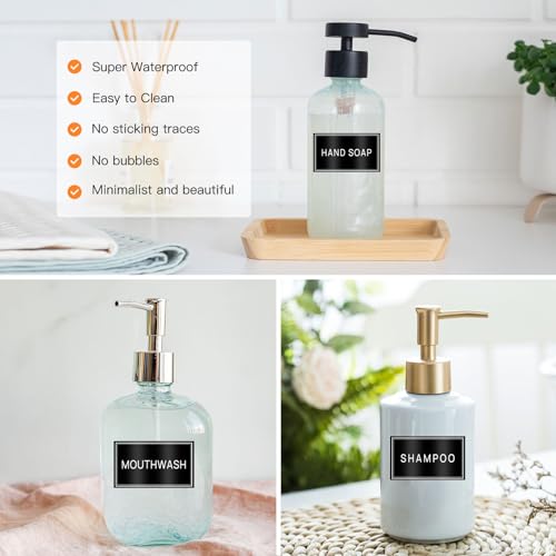24PCS Waterproof Bathroom Labels for Soap & Shampoo Dispensers