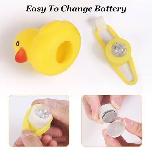 2 Pack Rubber Duck Car Ornaments, Yellow Duck Car Dashboard Decorations Squeeze Duck Bicycle Horns with Propeller Helmet,Bandage and Gold Chain
