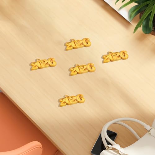 Gold 2026 Graduation Tassel Charms - 5 Pack for Caps & Decor