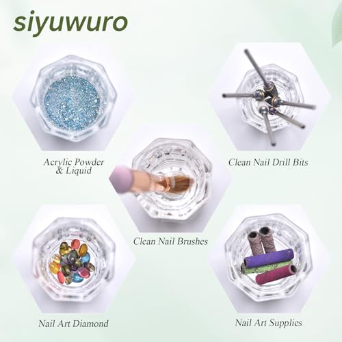 2-Piece Clear Glass Nail Art Dappen Dish Cups for Acrylic Liquid and Powder