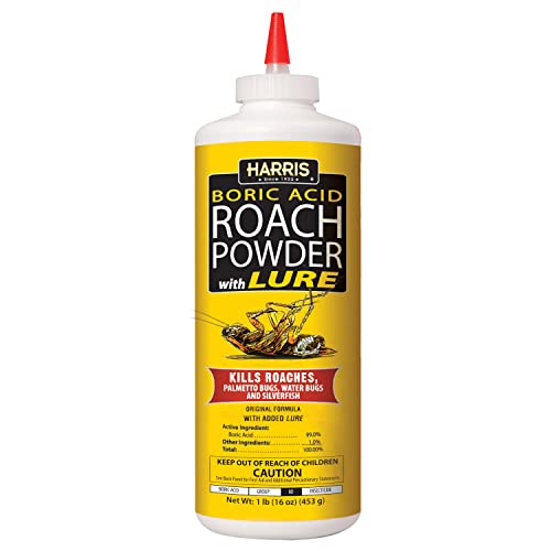 HARRIS Boric Acid Roach & Silverfish Killer Powder with Lure 16oz - Pack of 1