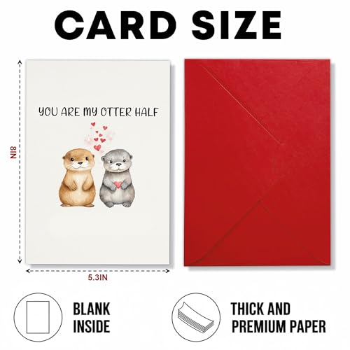 Cute Otter Christmas Card for Husband Wife Boyfriend Girlfriend - 8x5.3"