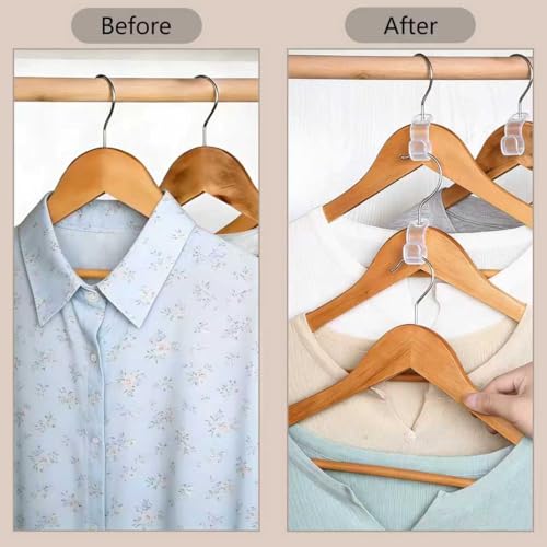 Clear Hanger Connector Hooks - 50PCS Space Saving Closet Clips
