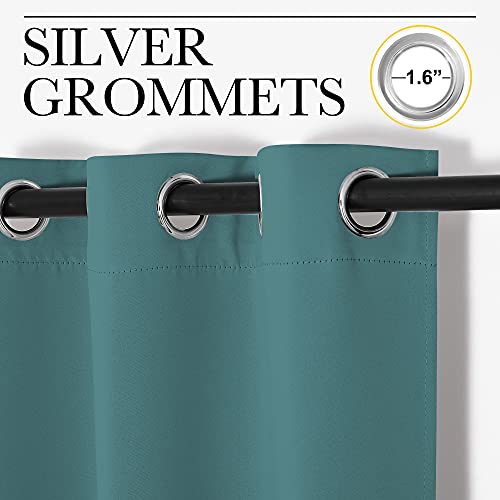 NICETOWN Sea Teal Blackout Curtain Panel 55" x 68" - Thermal Insulated Room Darkening Drapery