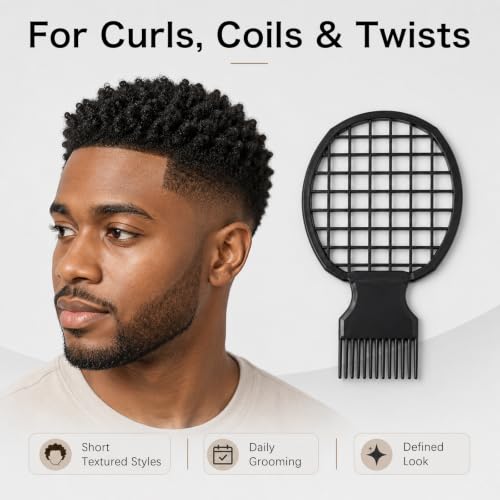 Fugraobo 2 Pcs Wide Tooth Hair Pick Comb for Curly Hair and Volume Lifting