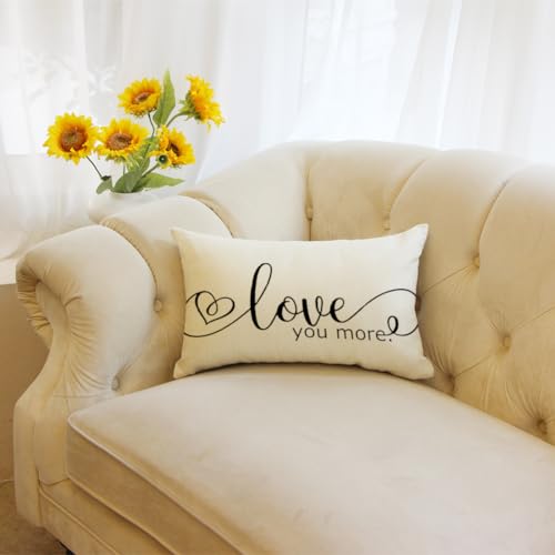 Valentine's Day Love You More Throw Pillow Cover 12x20 Inch Sofa Cushion Case