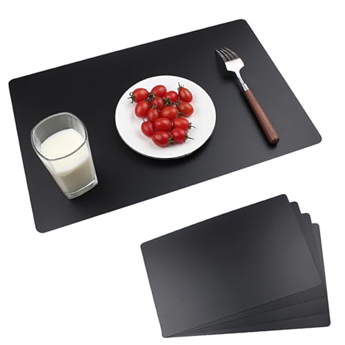 Black Placemats Set of 4 - Wipeable & Waterproof Table Mats