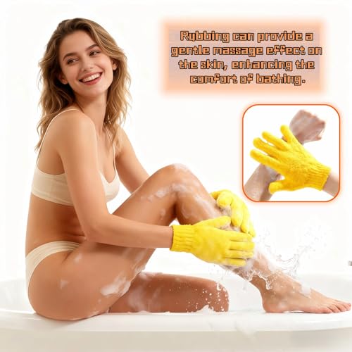 RyanDesign Exfoliating Shower Gloves 2 Pairs, Nylon Bath Scrubbing Mitts