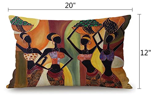 Solekla Farmhouse Outdoor Throw Pillow Cover 12x20 Inch African Woman Design - Jcp135