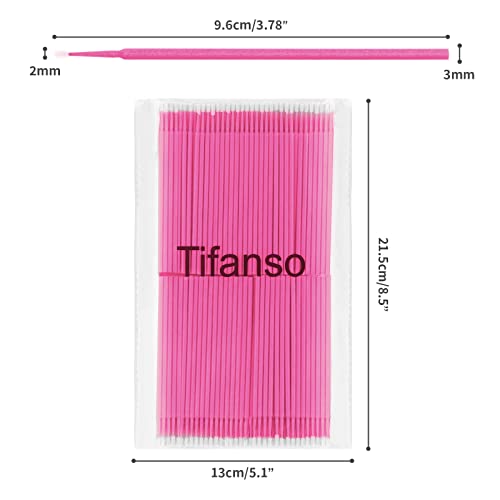Tifanso 400PCS 2mm Disposable Micro Cotton Swabs for Lash Extensions, Pink