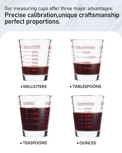 JUXINGDAZYF 2 Pack Red Measuring Shot Glasses for Espresso & Liquids