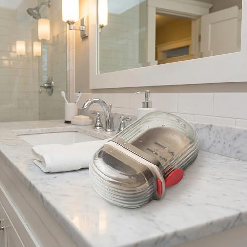 Portable Travel Soap Case - Drainable, Leak-Proof, Clear Plastic