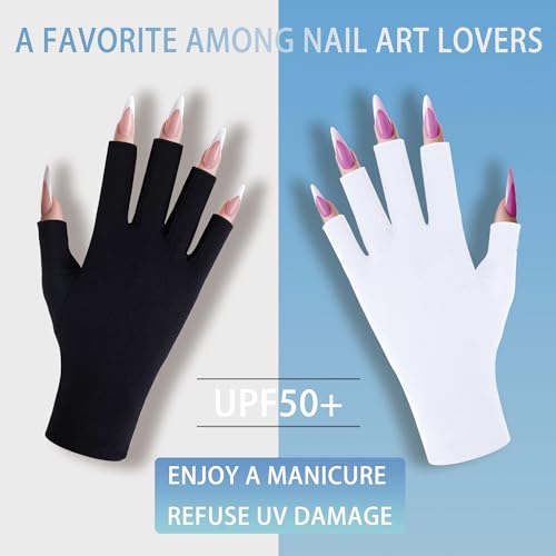 CGBOOM UV Shield Fingerless Gloves for Gel Nail Lamp & Driving UPF 50+