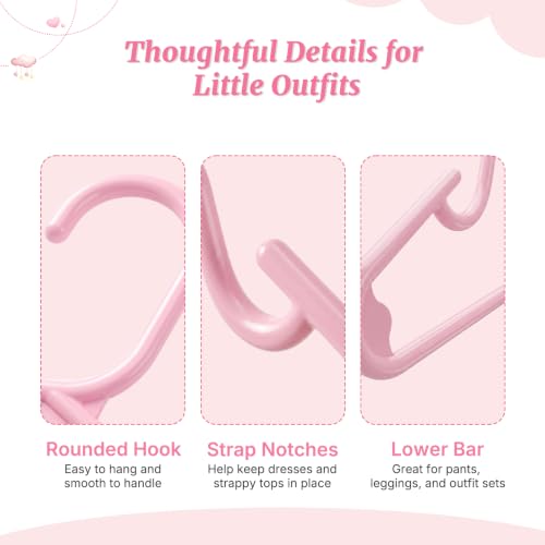 HOUSE DAY Pink Baby Hangers, 11.5" Kids Closet Hangers - 20 Pack