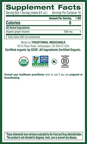 Organic Ginger Herbal Tea - Promotes Healthy Digestion (Pack of 2)