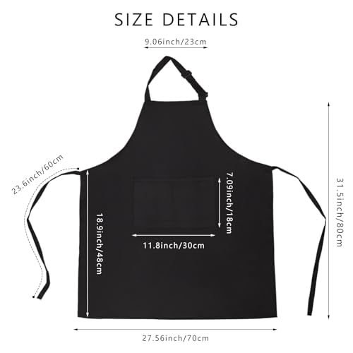 Black Adjustable Bib Apron with Pockets - Unisex Kitchen & Chef Apron