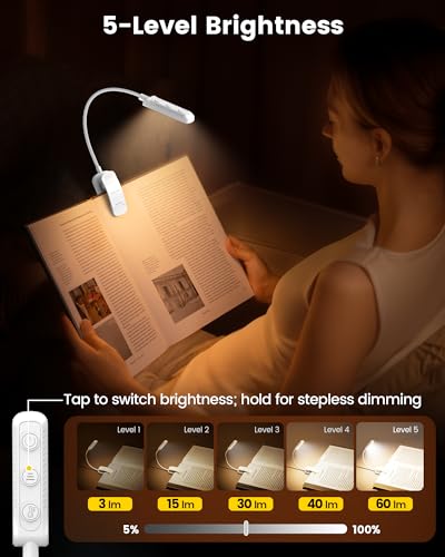 White Glocusent 13 LED Book Light for Reading at Night - Gift for Book Lovers
