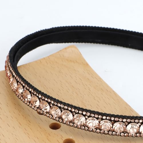 FASOTY Gold Champagne Rhinestone Headband Sparkly Crystal Hair Hoop