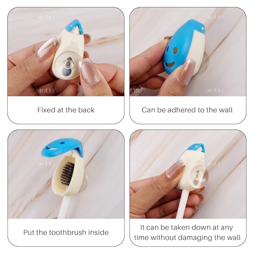 AUEAR Portable Toothbrush Head Cover with Suction Cup - 12 Pack, 4 Colors