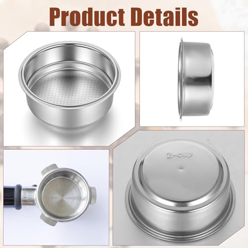 51mm Pressurized Espresso Filter Basket Set - 1 & 2 Cup Stainless Steel