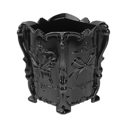 Beaupretty 1pc Black Butterfly Carved Acrylic Makeup Brush Holder Cup Organizer