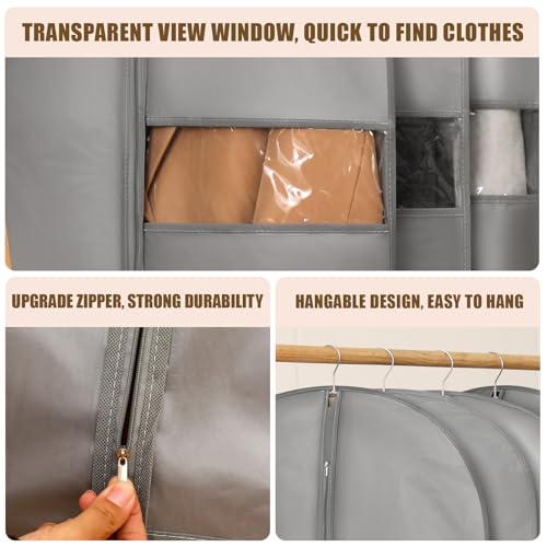 Kimmama Garment Bag 2-Piece Set for Short Clothes, 23.6" x 43.3", Grey