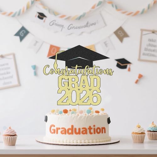 2026 Graduation Cake Topper - Congrats Grad Party Decoration