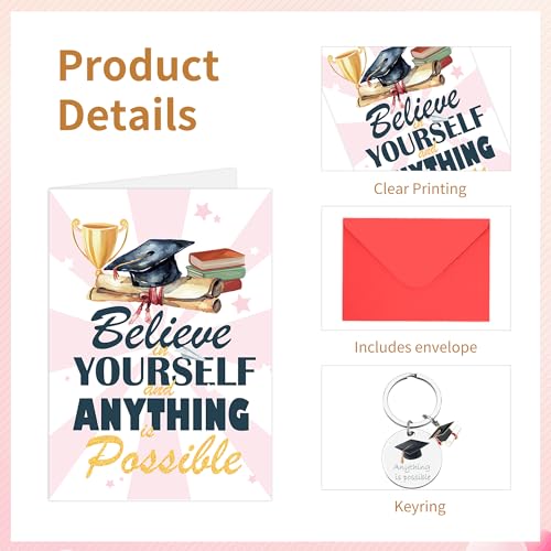 Graduation Card Set 2026 with Keychain - Believe in Yourself