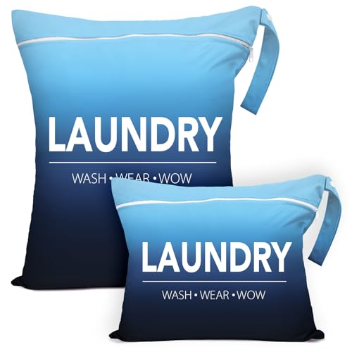 Sylfairy 2-Pack Waterproof Travel Laundry Bags, Black & Blue Wet Dry Bag