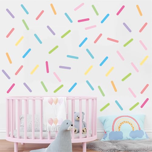 Pastel Rainbow Sprinkle Wall Decals - 300PCS Removable Confetti Stickers for Walls & Decor