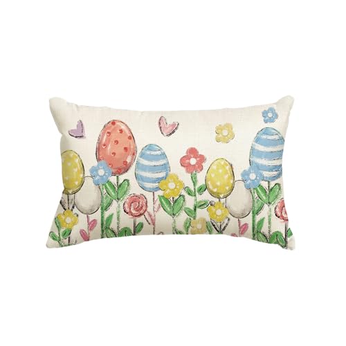 Easter Eggs Flowers Throw Pillow Cover 12x20 Inch Sofa Cushion Case Home Decor