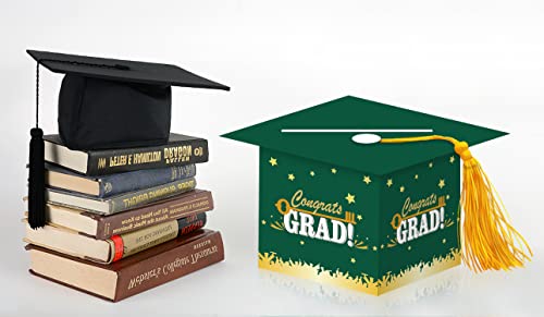 Green Graduation Card Box Holder with Tassel - Congrats Grad Decor