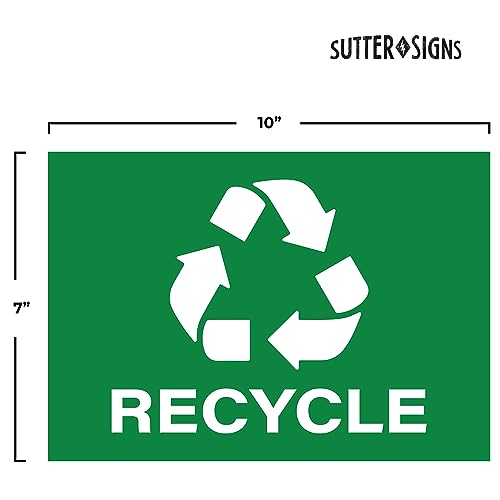 Green Recycle Stickers - 7" x 10" Weatherproof Vinyl (Pack of 4)