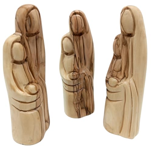 Olive Wood Nativity Set Holy Family Hand Carved Christian Christmas Decor Small Manger Scene