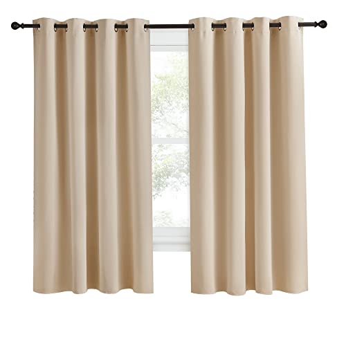 NICETOWN 55x68 Inch Blackout Curtain in Biscotti Beige - Modern Design for Privacy
