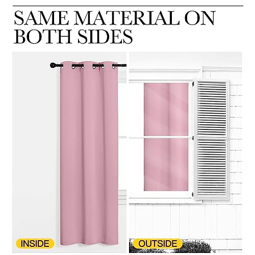 NICETOWN Rouge Pink Blackout Curtain Panel 42" x 84" - Noise Reducing Thermal Insulation