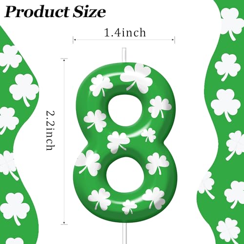 St. Patrick's Day Number 8 Candle - Lucky Shamrock Cake Topper