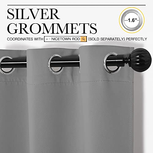 NICETOWN Silver Grey Blackout Curtains, 55"W x 78"L Thermal Insulated Drapes