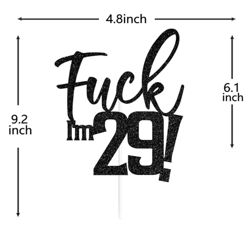 Black Glitter 29th Birthday Cake Topper Funny Party Decoration