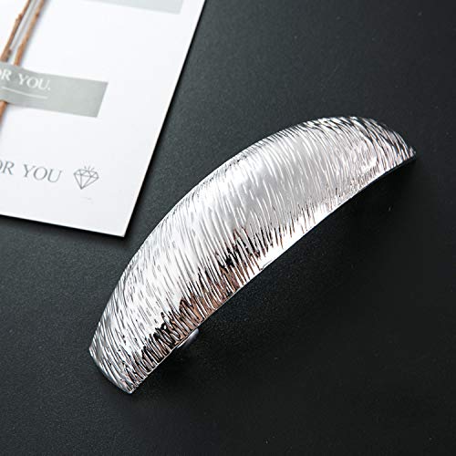 JinYu Silver Metal Hair Barrette French Style Automatic Clasp