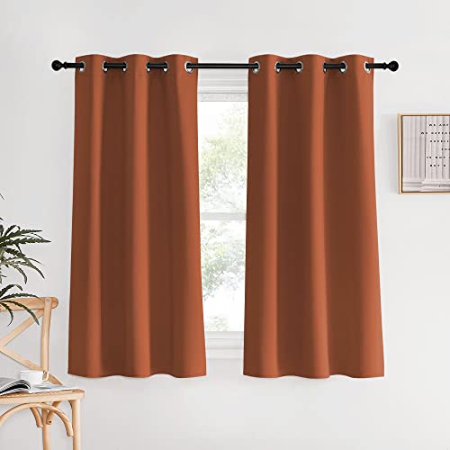 NICETOWN Burnt Orange Blackout Curtain Panels 34" x 60" (2 Pack) - Thermal Insulated Grommet Drapes