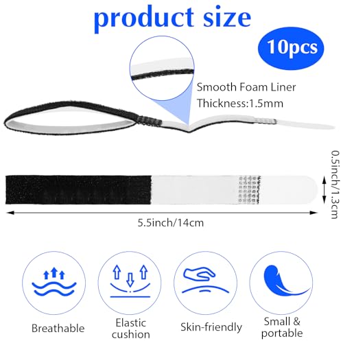 10 Pack Hook and Loop Finger Wrap, Washable and Reusable Buddy Straps for Fingers, Buddy Tape Finger Straps, Finger Buddy Straps for Injured Finger Support (Black)