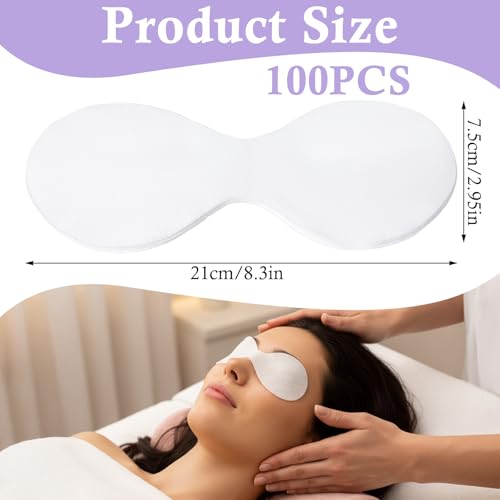 Quilax Disposable Cotton Eye Masks for Facials and Travel 100 Pack