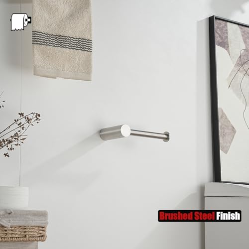 JQK 5-Inch Brushed Steel Toilet Paper Holder - 304 Stainless Steel, Holds Mega Rolls