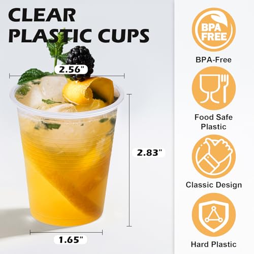 BYSNOW 100 Pack 5 oz Clear Disposable Plastic Cups for Parties