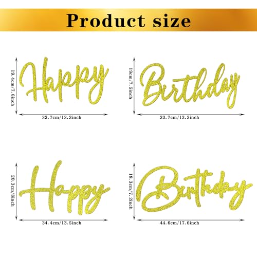 Glitter Gold Felt Happy Birthday Sign 2-Set Party Backdrop Decoration